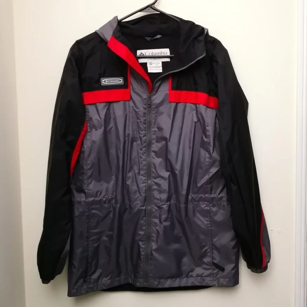 Vintage Columbia Hooded‎ Jacket Gray/Black/Red Youth 18/20
